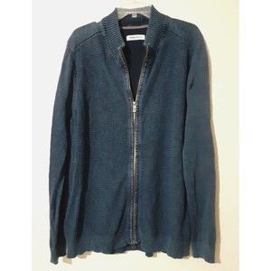 Tommy Bahama Men's Knit Ribbed Jacket Sweater Zip Up Cotton Blue Size  XL TG